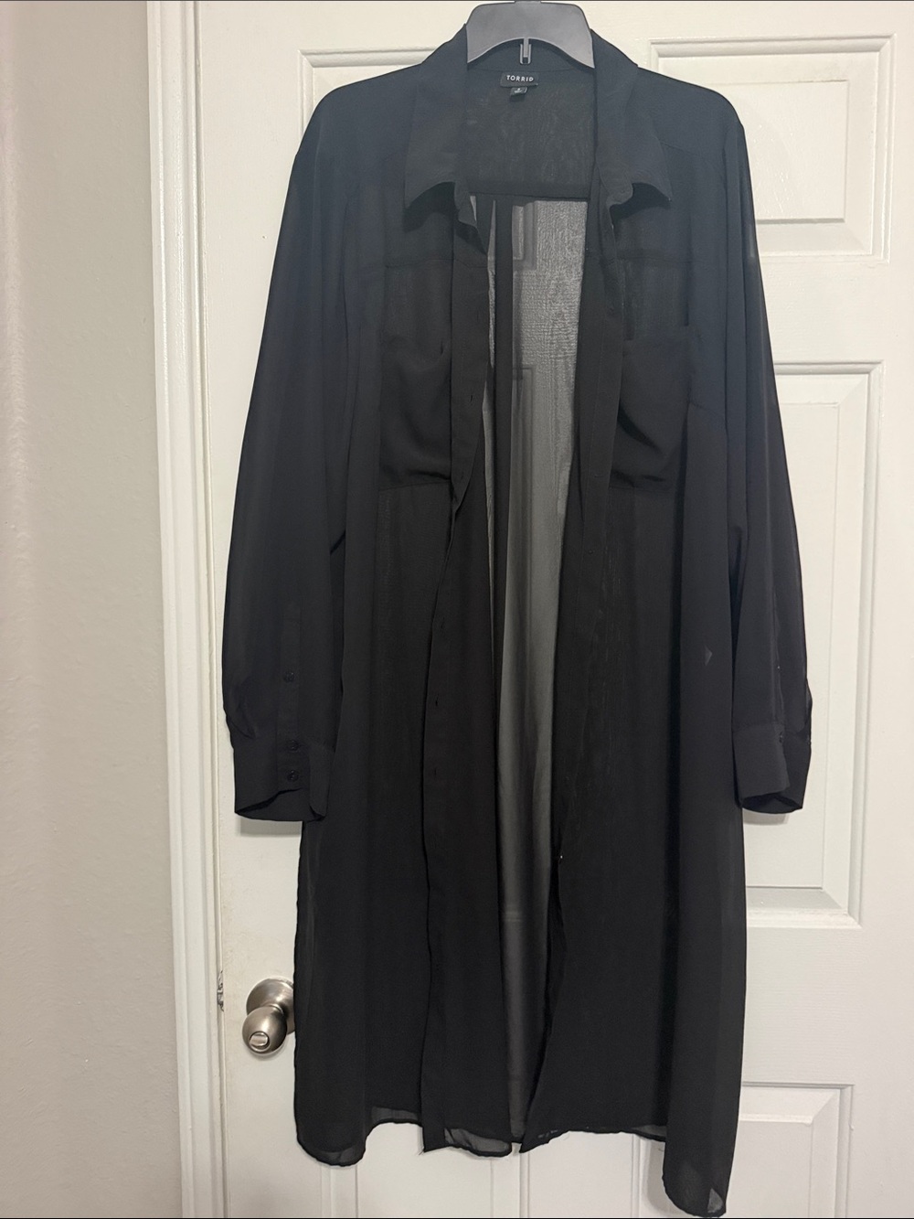 torrid Black Sheer Polyester Duster